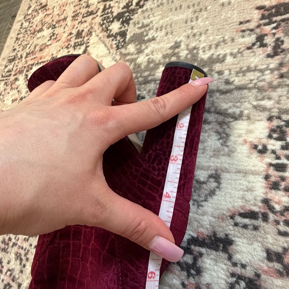Aldo Burgundy Suede Block Heel Pumps - Picture 12 of 15